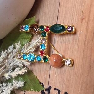 Nwot Letter H Initial Name letter Jeweled Multicolor Brooch Personalized Gift